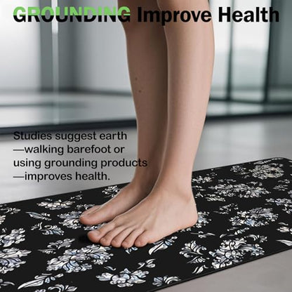 Grounding Mat Printed, 11.8 * 23.6 Universal Conductive Grounding mat for Bed, Earth Mat Grounding Pad for Better Sleep, Reduce Anxiety, Feet and Back Pain, Inflammation, Headache Relief