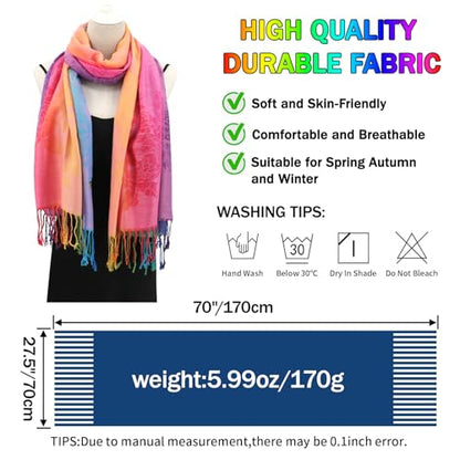 Rave Pashmina Scarf, Fashion Colorful Shawls and Wraps Soft Festival Scarves - color: C-salmon (Flower Pattern)