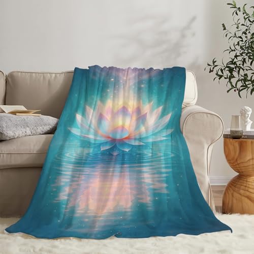 Lotus Blanket Zen Lotus Waterlily Throw Blanket Soft Cozy Fleece Fuzzy Meditation Yoga Plush Warm Stuff Bedding Nursery Blankets Gifts for Boys Girls Kids Adult Men Women 50"X60" - color: Lotus, size: 50"x60"