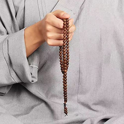 FAZOVIN 8mm 108 Beads Necklace Natural Wood Mala Beads Bracelet Prayer Beads for Meditation Buddhist Rosary Mala Necklace