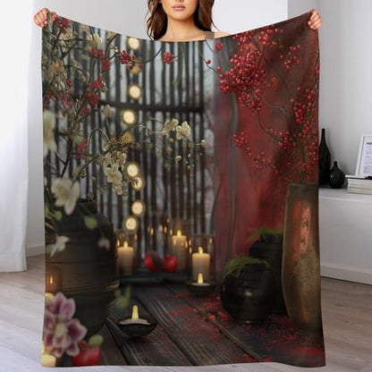 Glowing Massage Stone Throw Blanket, Soft Lightweight Cozy Warm Towels Candle Spa Flannel Blankets for Couch Bed Travel, 30"x40" - color: Glowing Massage Stone, size: 30"x40"
