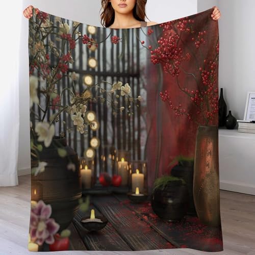 Glowing Massage Stone Throw Blanket, Soft Lightweight Cozy Warm Towels Candle Spa Flannel Blankets for Couch Bed Travel, 30"x40" - color: Glowing Massage Stone, size: 30"x40"