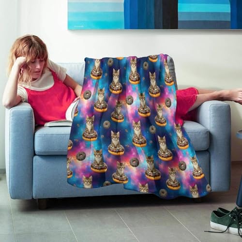 Adult Women Men Extra Soft Blankets, Space Doughnut Donut Cats Warm Throw Blanket Large Throw Wearable Cuddle, Camping Blanket - color: Pattern 12, size: 50x60inch-teens