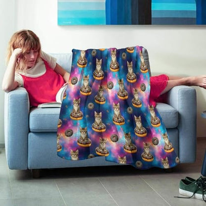 Adult Women Men Extra Soft Blankets, Space Doughnut Donut Cats Warm Throw Blanket Large Throw Wearable Cuddle, Camping Blanket - color: Pattern 12, size: 50x60inch-teens