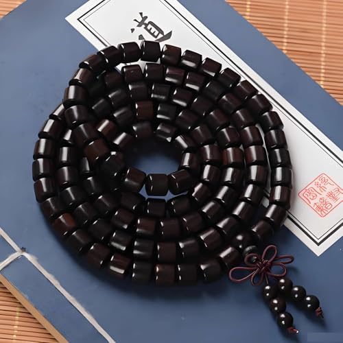Zen Dear Unisex Natural Ebony Wood Buddhist Prayer Bead Necklace Bracelet Tibetan Prayer Mala Beaded Black - style: 08mm 108Bucket Beads
