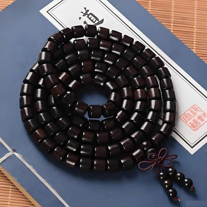 Zen Dear Unisex Natural Ebony Wood Buddhist Prayer Bead Necklace Bracelet Tibetan Prayer Mala Beaded Black - style: 08mm 108Bucket Beads