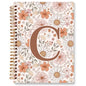 Initial Letter C Floral Notebook Journal, Personalized Monogrammed Gifts Journaling Notebooks for Women Teen Girls, Notebooks for Work, Boho Flowers Daisy Spiral Notebook, 5.5x8.3
