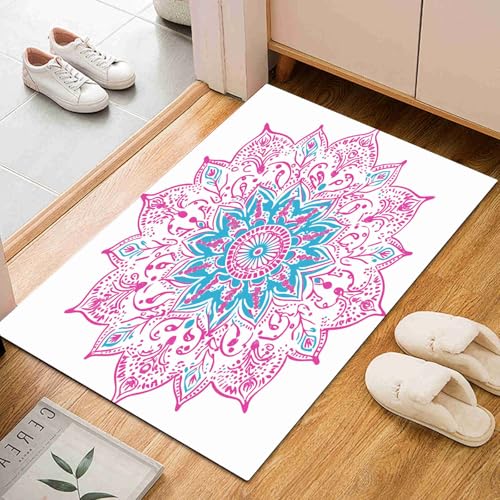 Mandala Indian 5x8 Area Rug Non Slip Spiritual Meditation Playroom Rug Washable Bohemian Circular Living Room Rugs for Kitchen Floor Bedroom, Soft Flannel Indoor Outdoor Carpet Bathroom Mat - size: 5x8ft