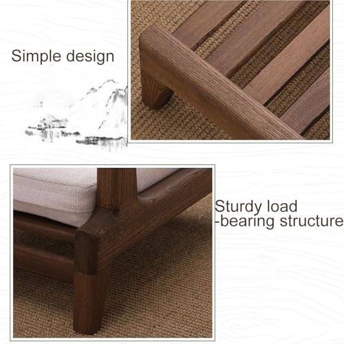 Solid Wood Meditation Chair with Low-Profile Legs, Floor Chair with Back Support, Upholstered Meditation Bench, Floor Seat for Living Room, Office, Balcony(Natural)
