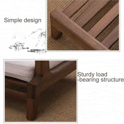Solid Wood Meditation Chair with Low-Profile Legs, Floor Chair with Back Support, Upholstered Meditation Bench, Floor Seat for Living Room, Office, Balcony(Natural)
