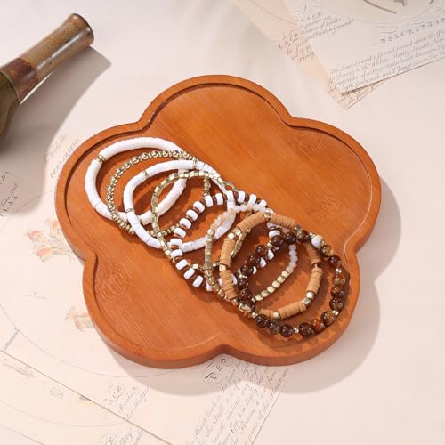 MILAKOO Mens Beaded Bracelets Tribal Wooden Elastic Adjustable Prayer Beads Wrap Cuff for Women - color: S: 8pcs
