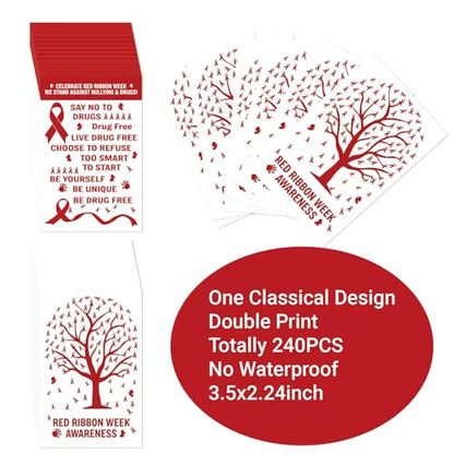 240 Pcs Multicolor Ribbon Card All Breast Cancer Awareness Cards Mental Health Postcard Domestic Violence Oncology Overdose Awareness Inspirational Gift for Home Office (Red Ribbon) - color: Red Ribbon