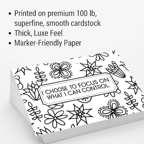 Affirmation Cards You Can Color – Set of 30 Inspirational Coloring Cards for Anxiety, Self-Love, and Self-Care | Mindfulness & Stress Relief Gift for Adults and Teens (Anxiety)