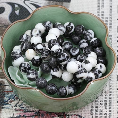 Keleny Semi Precious Stones Natural Gemstones 12mm Round Beads Crystal Stretch Bracelets 7 Inch Unisex - color: Black White Zebra Jasper