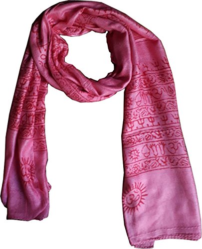 KVR Hindu Pooja Religious Cotton Indian prayer scarf with OM Krishna Ganesha Shiva Nataraja yoga spiritual auspicious prints - color: Pink-nataraja-2