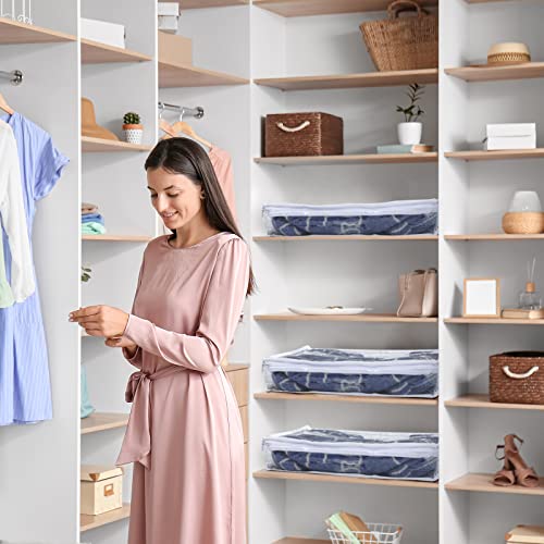 12 Pcs Clear Zippered Storage Bags Pvc Sweater Sheet Organizer Plastic Sheet Storage Sweater Bags With Zipper And Label Pocket Container For Clothes Closet Linen Pillow (14 x 12 x 3 Inch) - size: 14 x 12 x 3 Inch