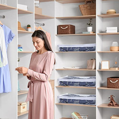 12 Pcs Clear Zippered Storage Bags Pvc Sweater Sheet Organizer Plastic Sheet Storage Sweater Bags With Zipper And Label Pocket Container For Clothes Closet Linen Pillow (14 x 12 x 3 Inch) - size: 14 x 12 x 3 Inch