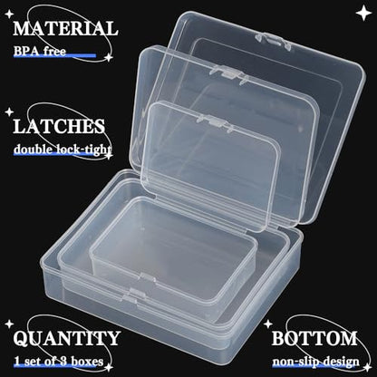 3Pcs Mixed Sizes Clear Plastic Jewelry Storage Box - Rectangular Mini Organizer Containers with Hinged Lids, Ideal for Small Items & Craft Projects
