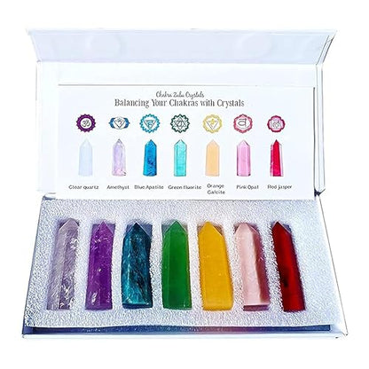 Sets of 7/8/10 Pcs Healing Crystal Stone Wands,Hexagona,Single Pointed,Chakra 6 Faceted Column Prism,Reiki Gemstones,Energy Balance,Meditation Natural Gem Kits Home Decor (7pc B Set) - color: 7pc B Set