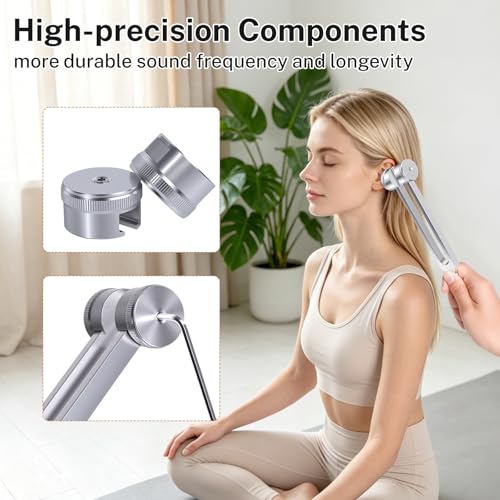 128Hz Aluminum Alloy Tuning Fork, Sound Vibration Tool with Silicone Hammer & Storage Pouch, Relaxing Vibration Device for Yoga Meditation, Daily Stress Calming & Body Leisure Care