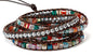 New! Dazzling Handmade Leather Wrap Bracelet Collection - style: 5 Wrap Multi Color & Silver Faceted