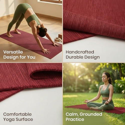 LFH Home Handmade Cotton Yoga Mat Cotton Rug picnic mat For Exercise, Workout, Fitness - Perfect Heavy Quality Eco Friendly Natural Cotton Woven Reversible Yoga Mats for Men & Women - 72x26 Inch. - color: Violet