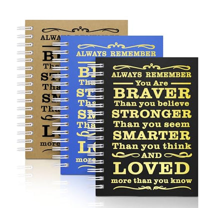 3Pcs A6 Spiral Notebook,Inspirational Journal,Motivational Journal for Women Men,Spiral Journal Notebook College Ruled Daily Diary for School,Travel,Business,Work (3Pcs-A6 Always Mix Dark) - color: 3pcs-a6 Always Mix Dark