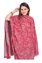 Exotic India Women Reversible Jamawar Wool Shawl with Woven Flowers | Ethnic Beautiful Floral Weave Stole, Dupatta - color: Magenta Haze
