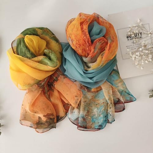 Pokeedioty Scarfs for Women Lightweight Fashion Scarves Elegant Floral Pattern Sheer Scarfs Sunscreen Shawls Wraps - color: P 0140