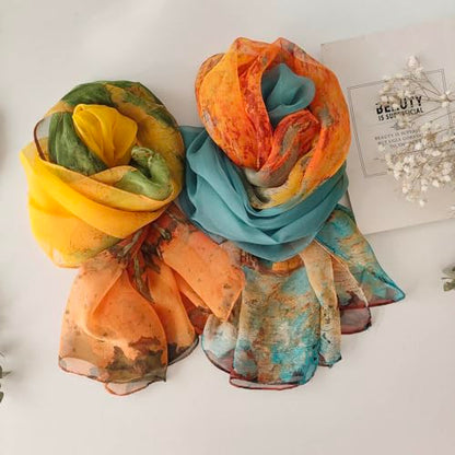 Pokeedioty Scarfs for Women Lightweight Fashion Scarves Elegant Floral Pattern Sheer Scarfs Sunscreen Shawls Wraps - color: P 0140