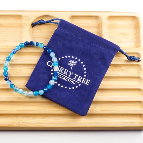 Cherry Tree Collection - Small, Medium, Large Sizes - Gemstone Beaded Bracelets For Women and Men - 6mm Round Beads - color: Blue Ice, size: Large