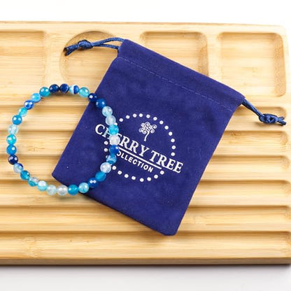 Cherry Tree Collection - Small, Medium, Large Sizes - Gemstone Beaded Bracelets For Women and Men - 6mm Round Beads - color: Blue Ice, size: Large