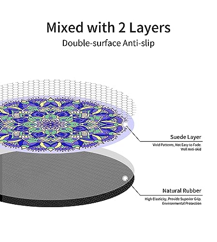 nuveti Large Meditation Mat Non Slip Round Yoga Mat Natural Rubber with Sueded Surface Exercise Mat Perfect for Meditating, Stretching, Yoga（140CM X 3.5MM Thick)