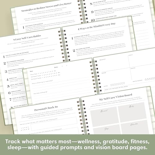 Blue Sky Everygirl Self-Care Journal, 6" x 8", Undated, Soft Sage Cover, Safety Wirebound, Guided Prompts for Wellness, Mindfulness and Reflection (Soft Sage)