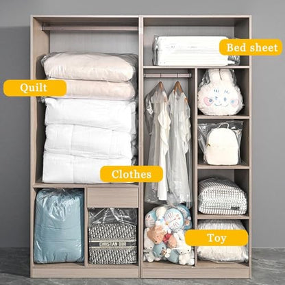 10 Pcs Large Clear Plastic Bags, 40" x 60" Dustproof Large Storage Bags, Moistureproof Giant Extra Luggage Storage Bags for Luggage, Suitcase,Furniture(Include 10 Ribbons)