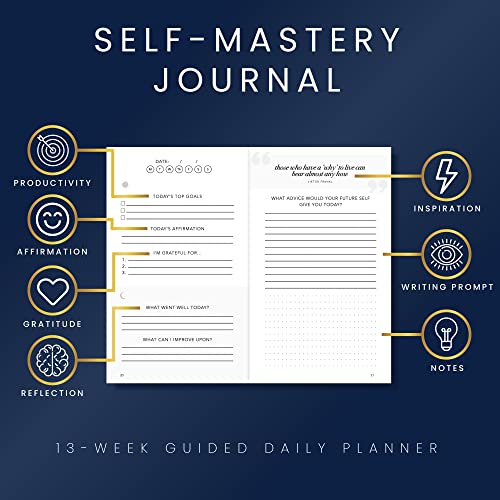 Self-Mastery Journal for Men - Gratitude Journals – 5 Minute Journal - Reflection Manifestation Journals for Mindfulness – Self Care Journal – Goal / Guided Gratitude Journal for Women & Men - color: Ocean Blue