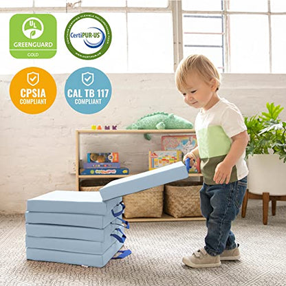 ECR4Kids SoftZone Floor Cushions, Square, Flexible Seating, Powder Blue, 6-Piece - color: Powder Blue