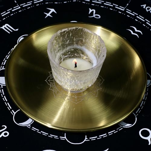 Gold Offering Prayer Ritual Bowl Plate Great for Altar,Meditation,Incense Sticks, smudging, Candle,Crystal,Jewelry,Yoga Use (Lotus) - style: Lotus