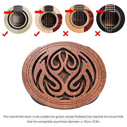 Guitar Wooden Soundhole Sound Hole Cover Block Feedback Buffer Mahogany Wood for EQ Acoustic Folk Guitars