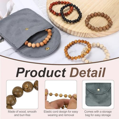 MECCANIXITY Pcs Prayer Beads Bracelet, Natural Wooden Bead Mala Bracelets Link Wrist for Men Women Beaded Stretch Crafts Bangle - color: Wenge Color