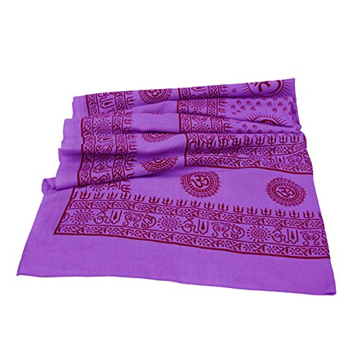 Prabhuji's Gifts Meditation Yoga Prayer Shawl with Om Symbol, Purple Multi-Use Wrap - Unisex