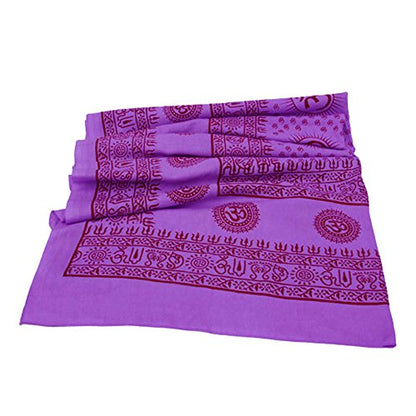 Prabhuji's Gifts Meditation Yoga Prayer Shawl with Om Symbol, Purple Multi-Use Wrap - Unisex