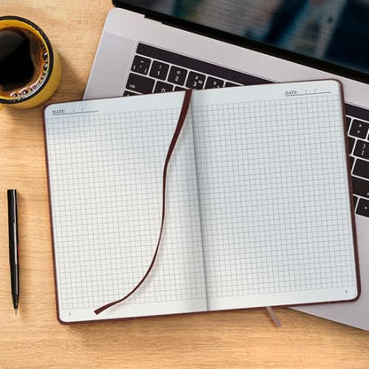 Plexon Graph Paper Notebook, Notebook Journal 160 Pages, Graph Notebook Medium 5.7 inches x 8 inches, 120 GSM Thick Paper, Chestnut Brown, Hardcover - color: Brown, style: Graph