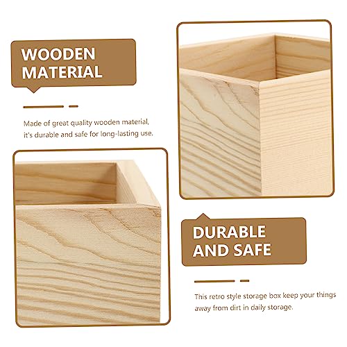 Tofficu 4pcs Diy Jewelry Storage Box Plano Storage Box Organizing Bins Earring Holder Solid Wood - size: 10X10X7CM