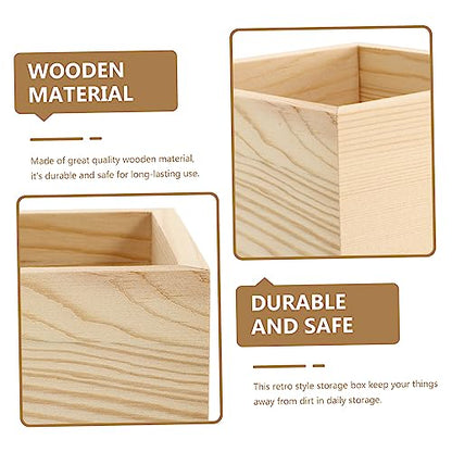 Tofficu 4pcs Diy Jewelry Storage Box Plano Storage Box Organizing Bins Earring Holder Solid Wood - size: 10X10X7CM