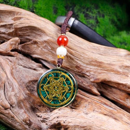 Day Day Up Orgonite Necklace - Sri Yantra Rotatable Pendant For Anti Stress Anxiety & Meditation - Malachite And Tiger Stone For Spiritual Healing & Positive Energy - color: Style 4