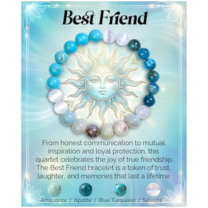 Bivei Protection Bracelet, Strength Crystal Healing Bracelet 8MM - Spiritual Stretch Beaded Jewelry for Women Men Gift - color: Best Friend