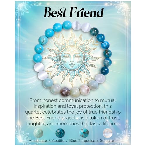 Bivei Protection Bracelet, Strength Crystal Healing Bracelet 8MM - Spiritual Stretch Beaded Jewelry for Women Men Gift - color: Best Friend