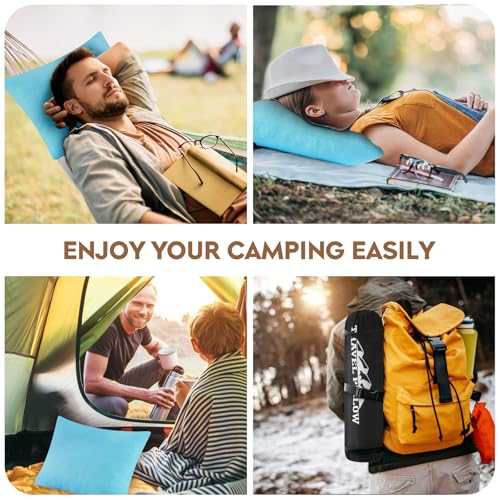 Small Shredded Memory Foam Pillow, Camping Pillow Travel Pillow - Compressible Medium Firm, Breathable Cover, Ideal Backpacking Hiking, Airplane and Car (Sky Blue, M) - color: Sky Blue, size: M-17.7 X 13.8 Inch