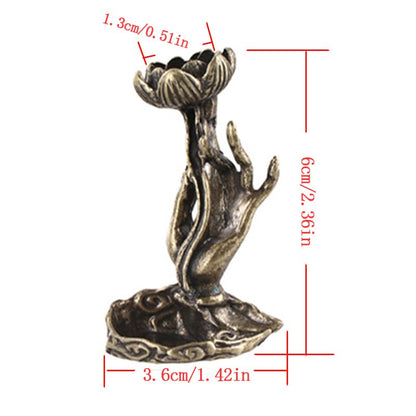 Backflow Incense Buddha Hand Ornament, Brass Incense Holder for Zen Tea Table and Coffee Table, Small Desktop Decoration